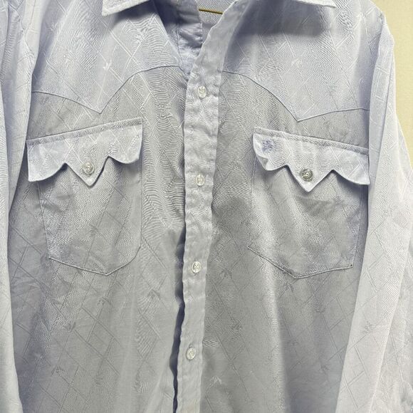 Vintage 1970’s Prior Imperial Westerns Men’s Blue LS Shirt Western 15 1/2 Medium - Picture 3 of 6